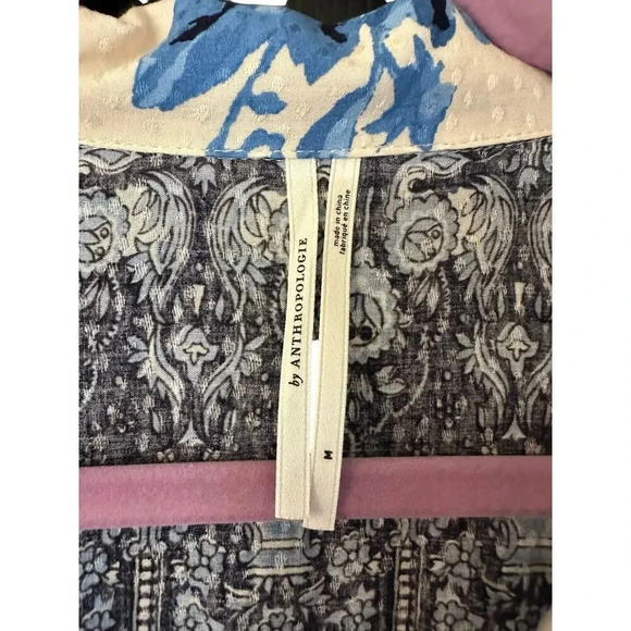 By Anthropologie Pink Combo Floral Print Viscose Button Down Tank Top Size M - Picture 6 of 6